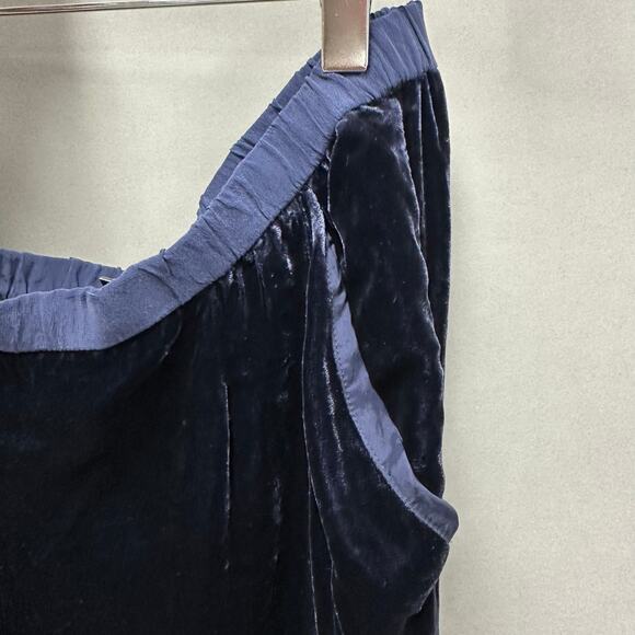 Eileen Fisher navy silk/rayon velvet wide leg crop pull on pant size small - Picture 12 of 14